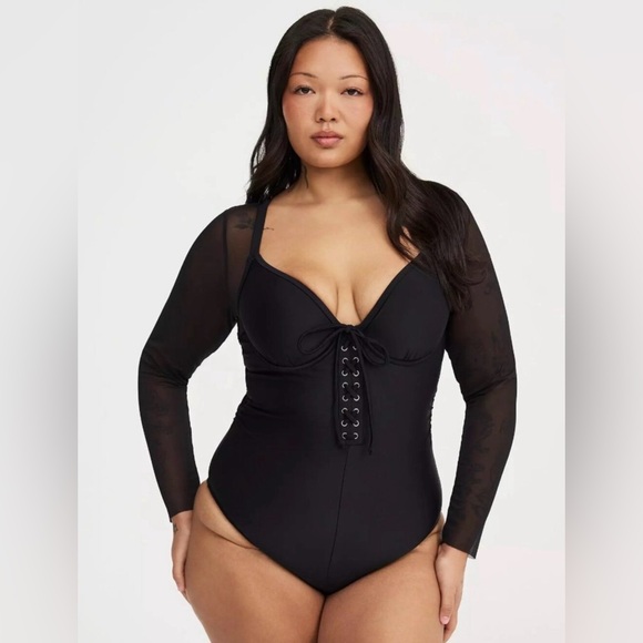 torrid Other - NWT Torrid Nightfall Wired Mesh Sleeve Corset One-Piece Swimsuit 1X 14/16